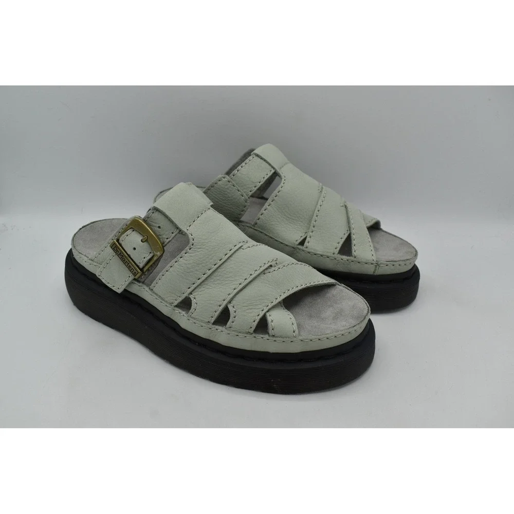 Dr. Martens Maxxy Slide Women 9 Sage Green Platform Fisherman Sandals NWB